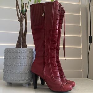 Max Studio red calf high boots in 5 1/2.